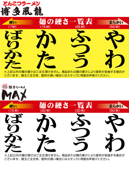 各店舗にて麺の硬さを統一